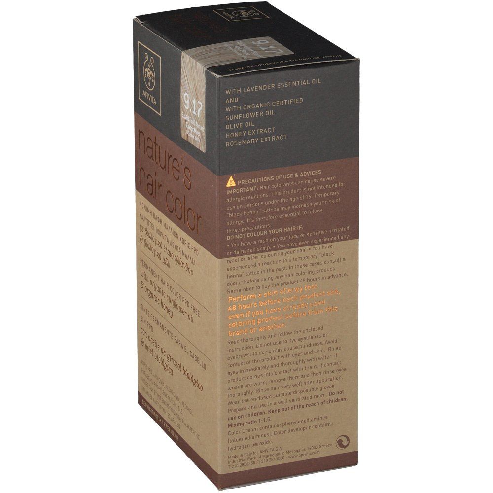 APIVITA nature's hair color 9.17 Sehr Helles Aschblond-Beige