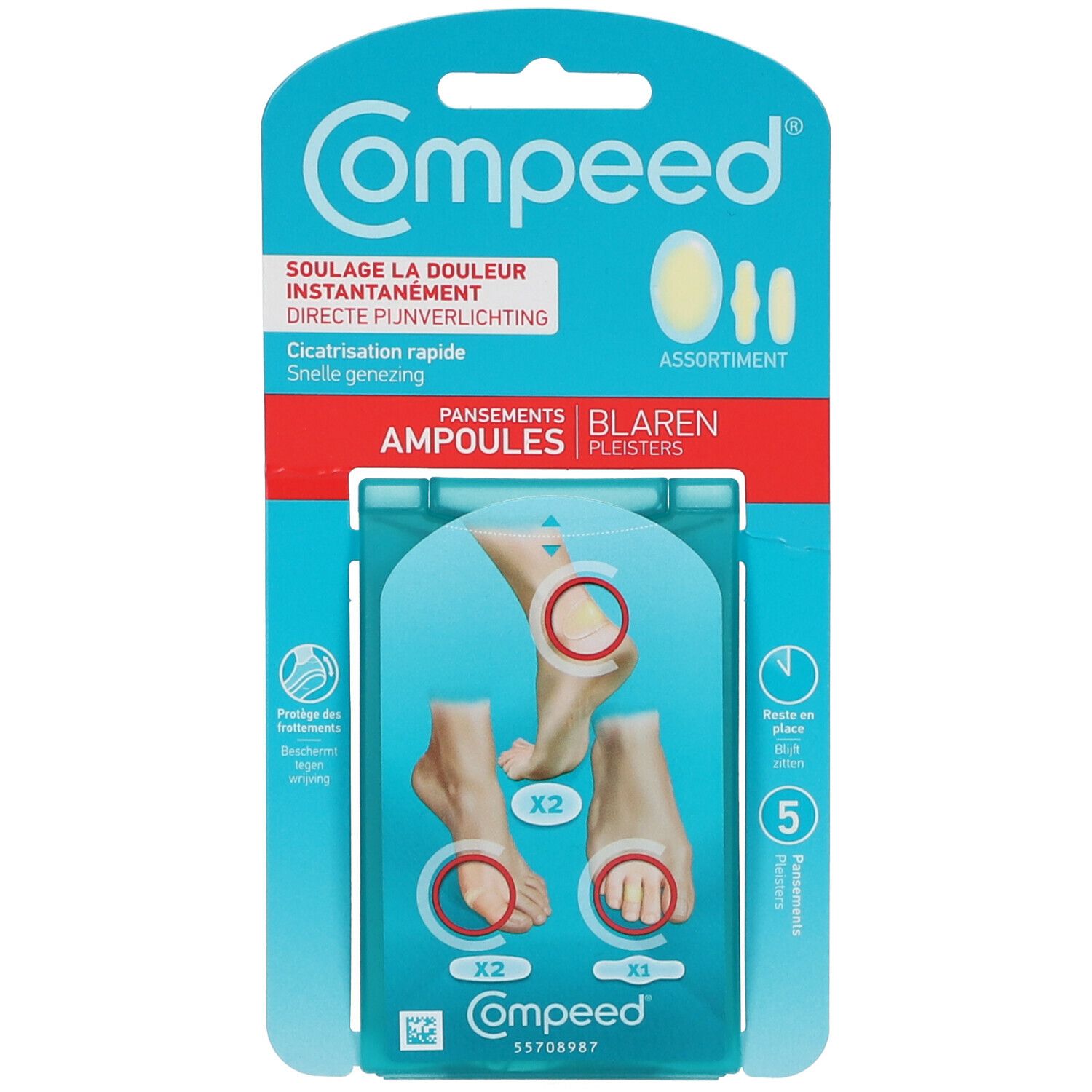 COMPEED 5 Pansements Ampoules Assortiment 3 Formats - 3574660720242