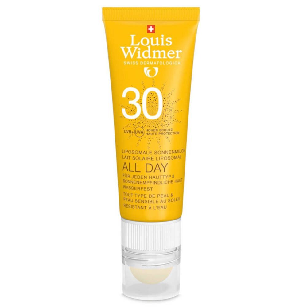 Louis Widmer All Day 30 Milch leicht parfümiert + Lippenpflege Stift UV 30