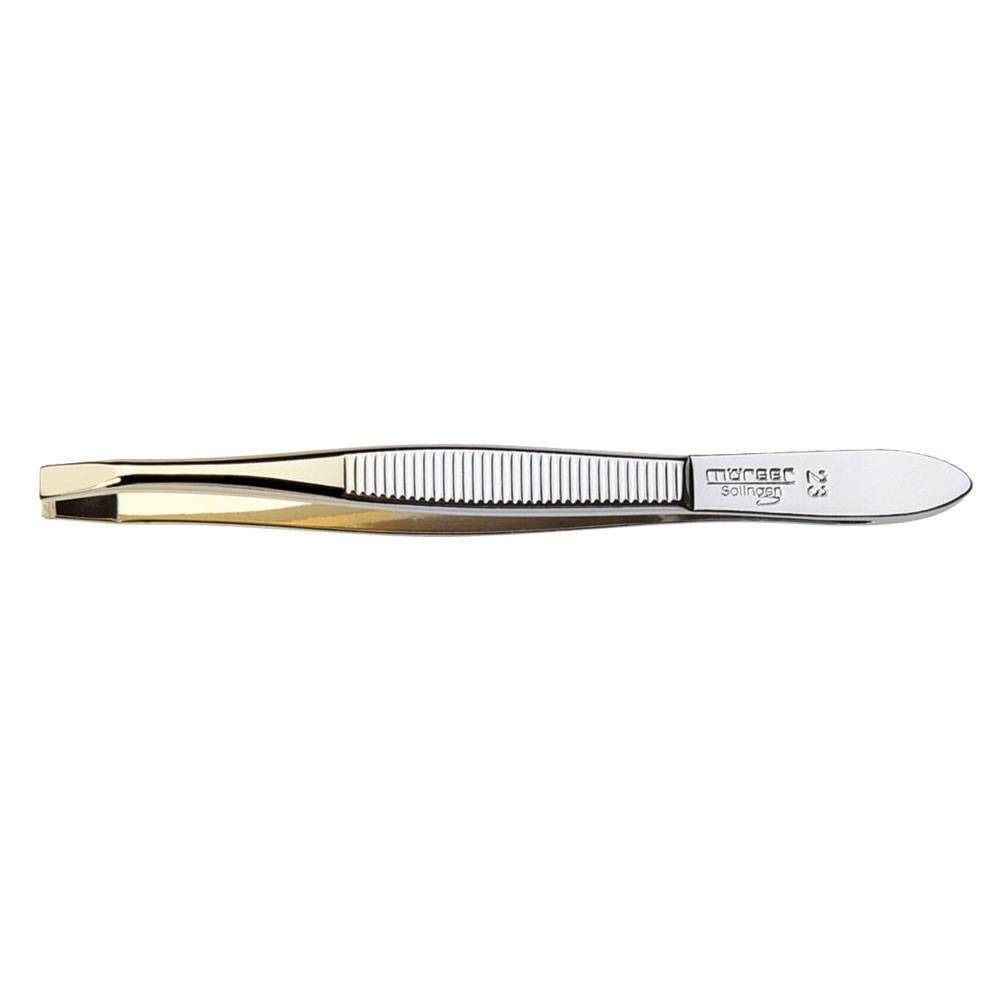 mörser Pinzette 8 cm gebogen mit vergoldeter Spitze