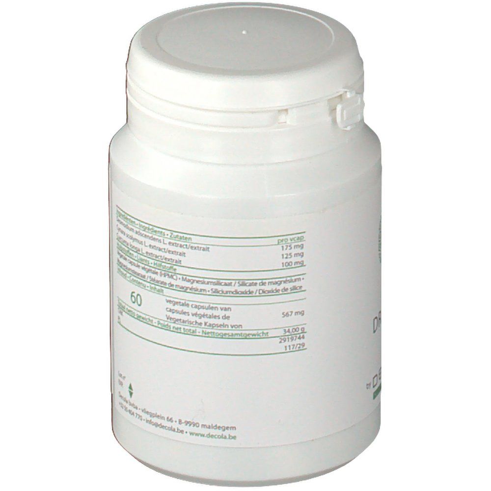 Weiße Dose mit Deckel. Rückseite mit Zutatenliste und Nährwertangaben.