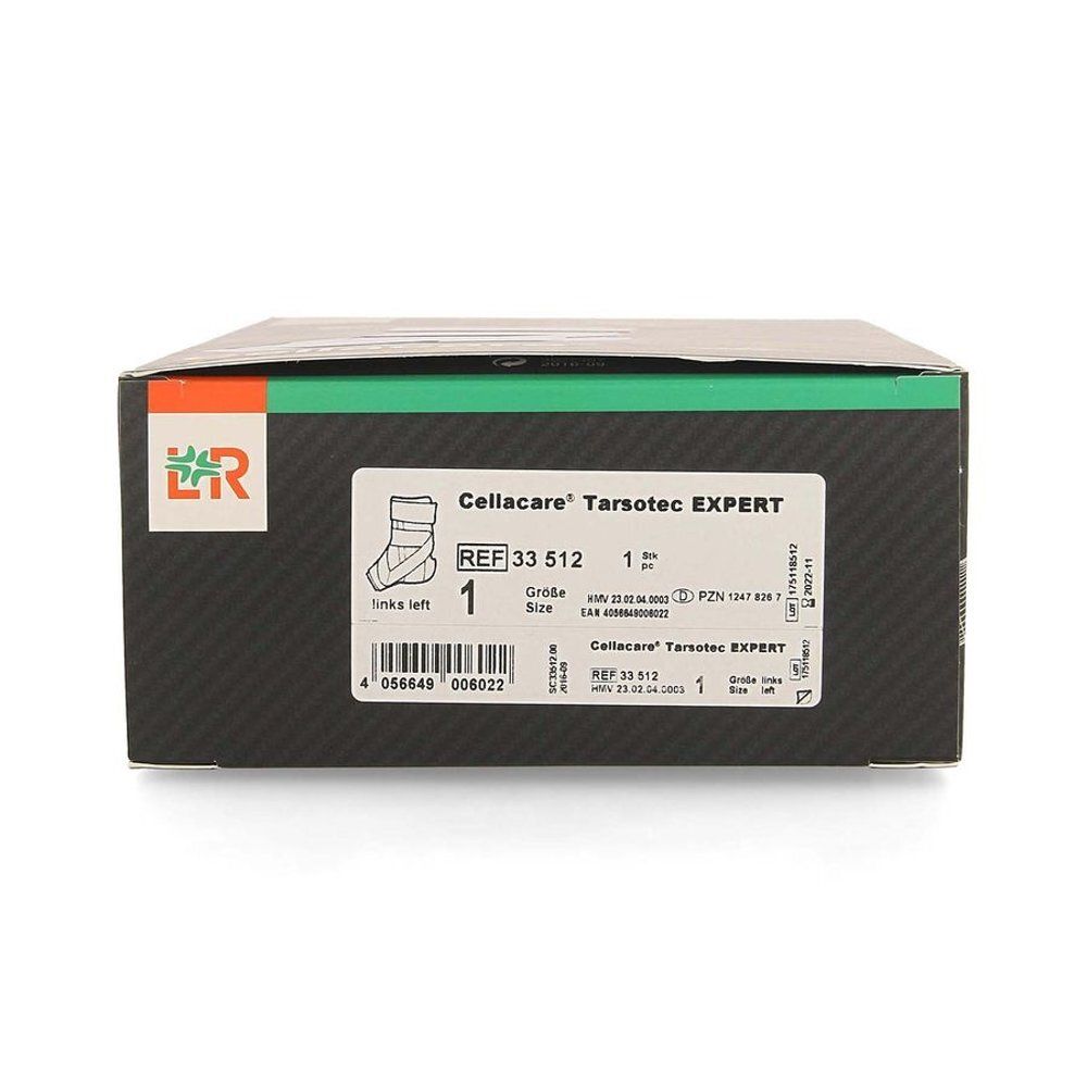 Emballage Cellacare Tarsotec Expert. Nom du produit, taille et référence sur l'emballage. Logo en haut à gauche.