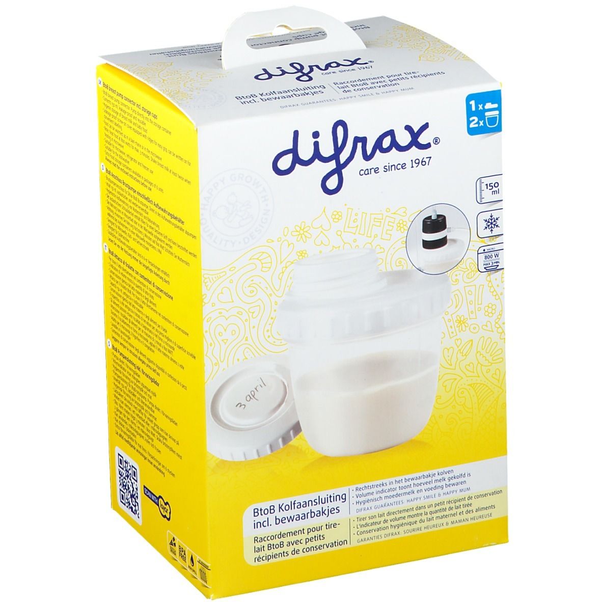 Difrax Raccordement pour tire-lait avec petit récipient de conservation