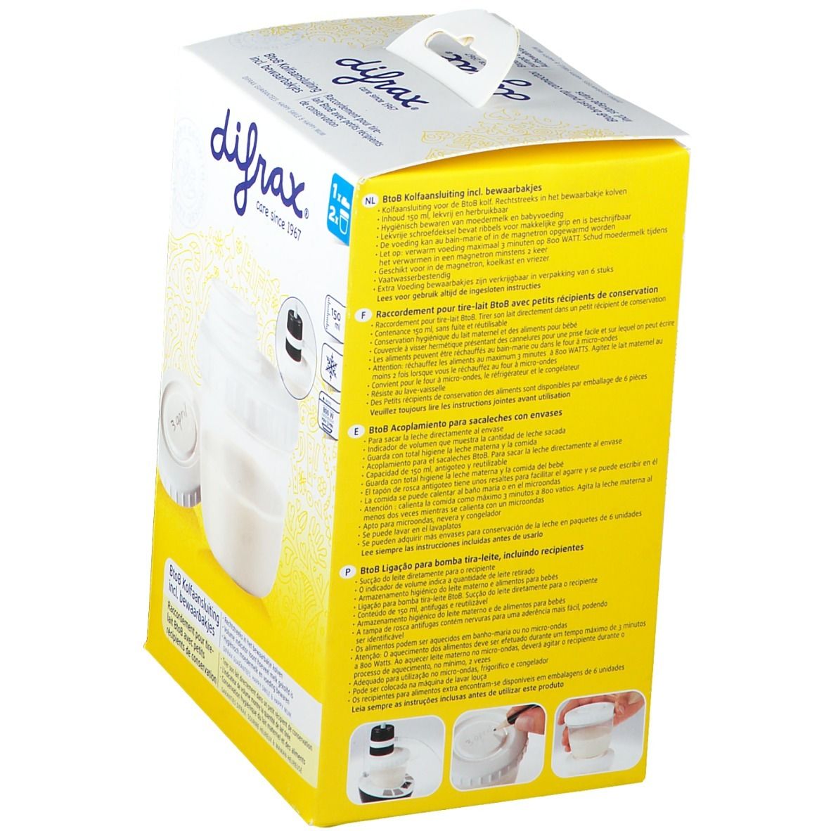 Difrax Raccordement pour tire-lait avec petit récipient de conservation