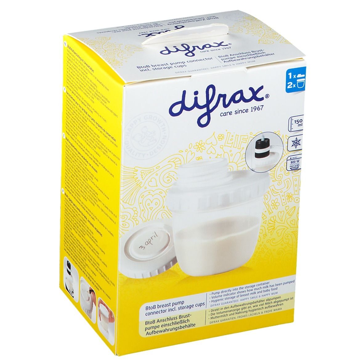 Difrax Raccordement pour tire-lait avec petit récipient de conservation