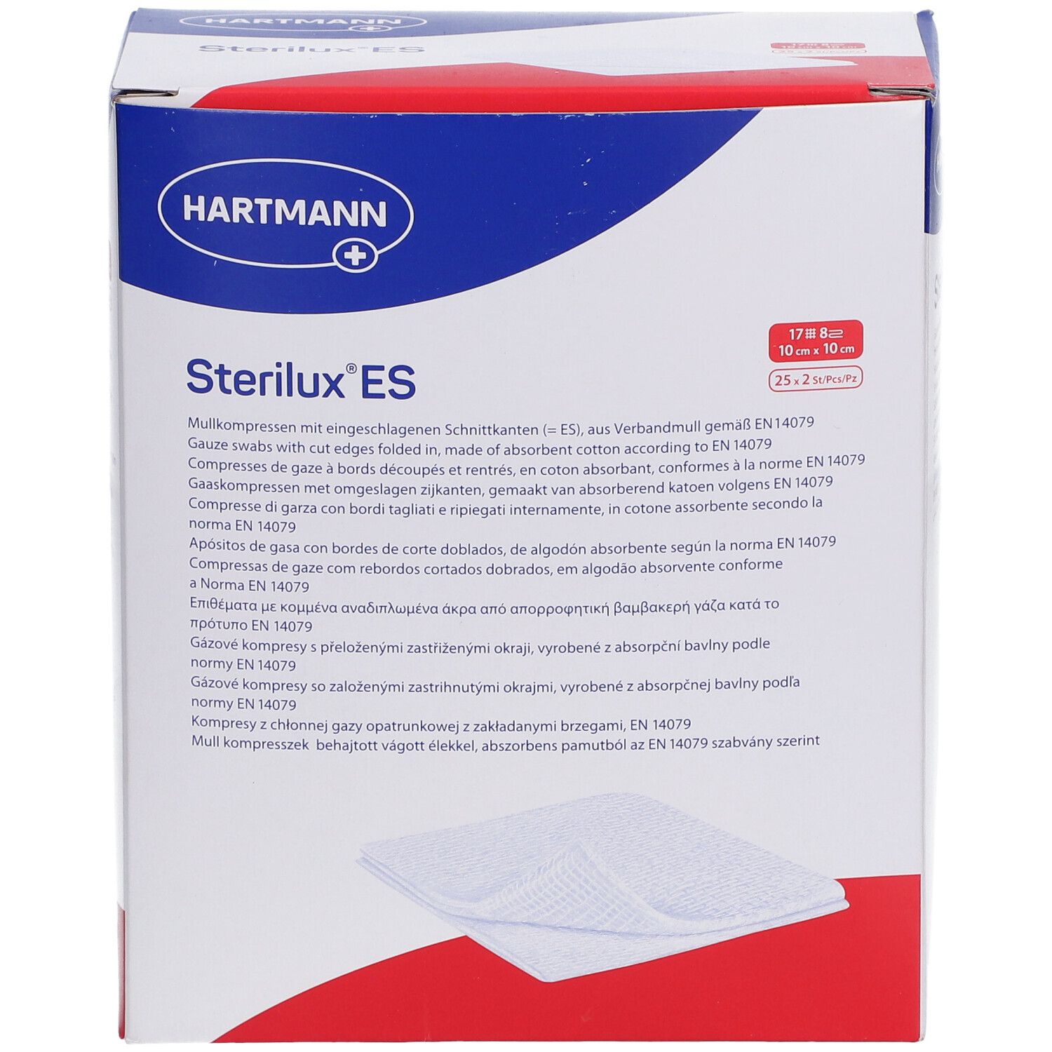 Hartmann Stérilux® ES Compresses de gaze stériles 8 Plis 10 x 10 cm