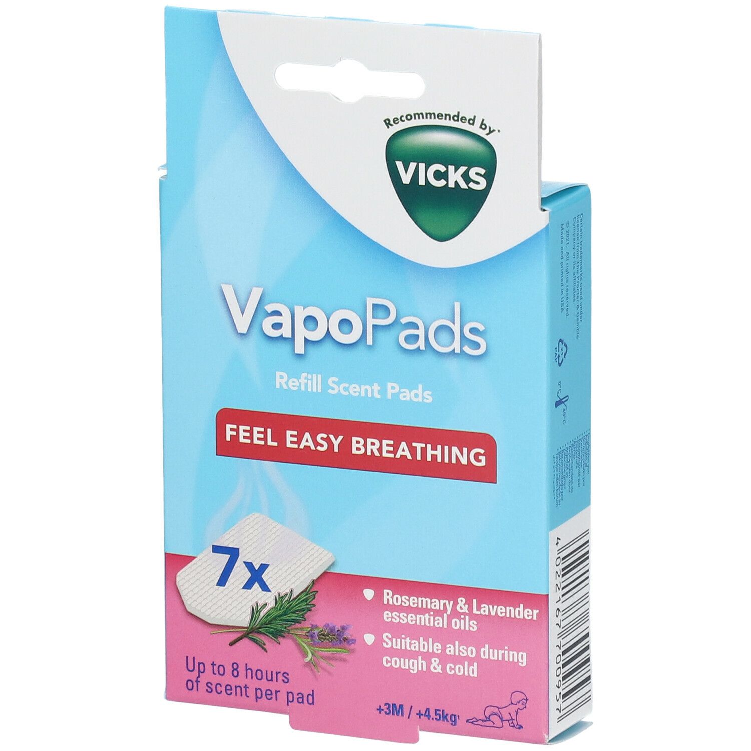 Vicks Vapopads Paediatric Romarin/Lavande +3 Mois/+4,5 kg