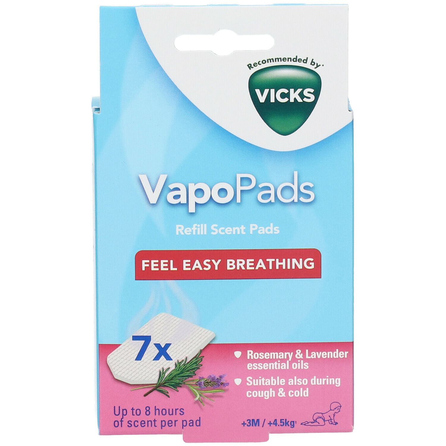 Vicks Vapopads Paediatric Romarin/Lavande +3 Mois/+4,5 kg