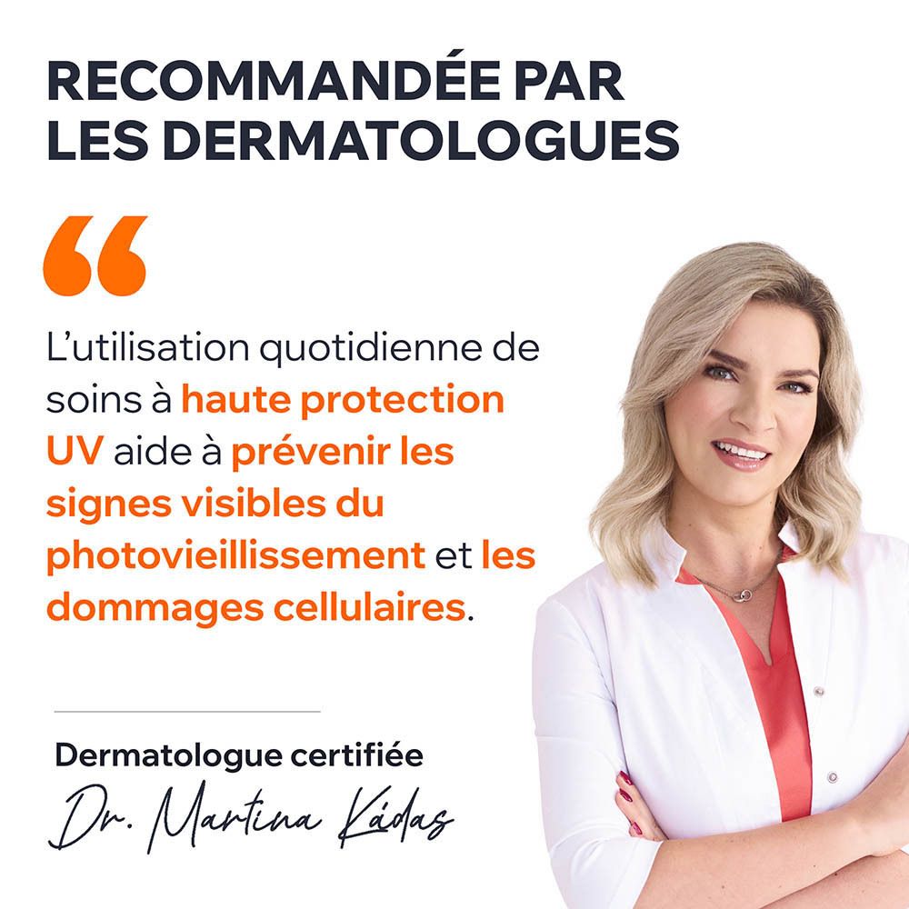Uriage Bariésun Huile sèche SPF 30. Citation: Recommandé par les dermatologues. Texte sur la protection UV.