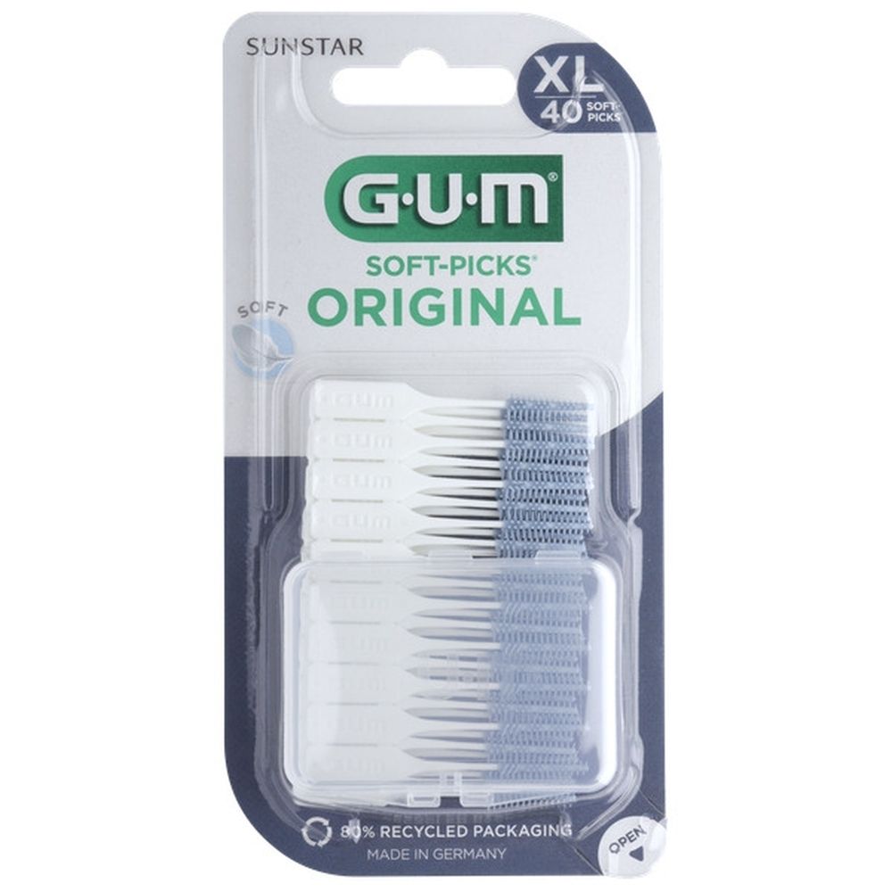 GUM Soft-Picks Original XL, 40 Stück. Interdentalbürsten in transparenter Verpackung.