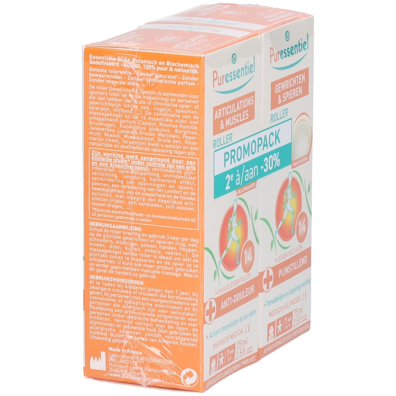 Rückseite der Puressentiel Promopack-Verpackung mit Produktinformationen und Anwendungshinweisen.