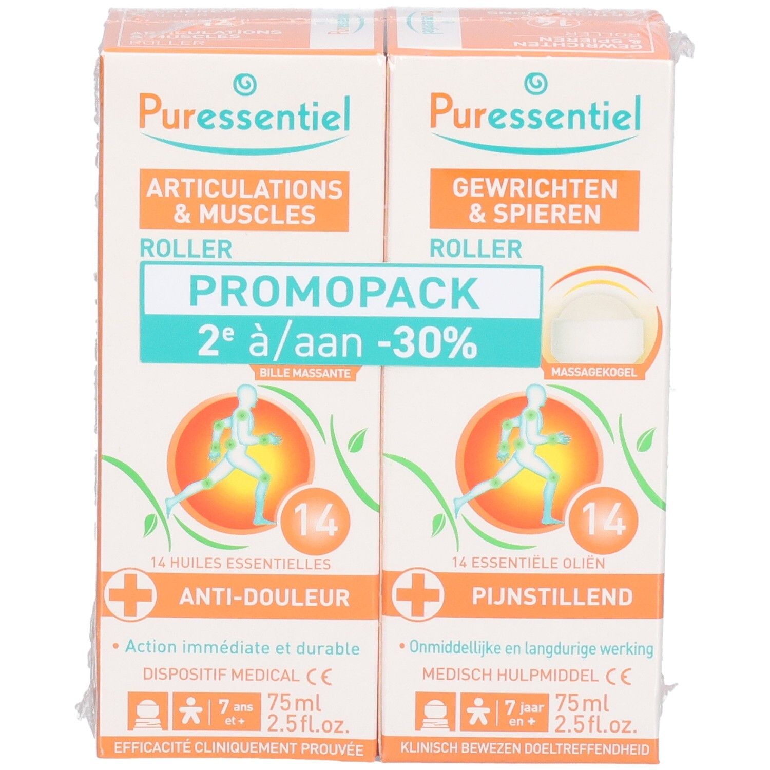Puressentiel Promopack: 2 Roll-ons für Gelenke & Muskeln, 14 ätherische Öle, 75ml.