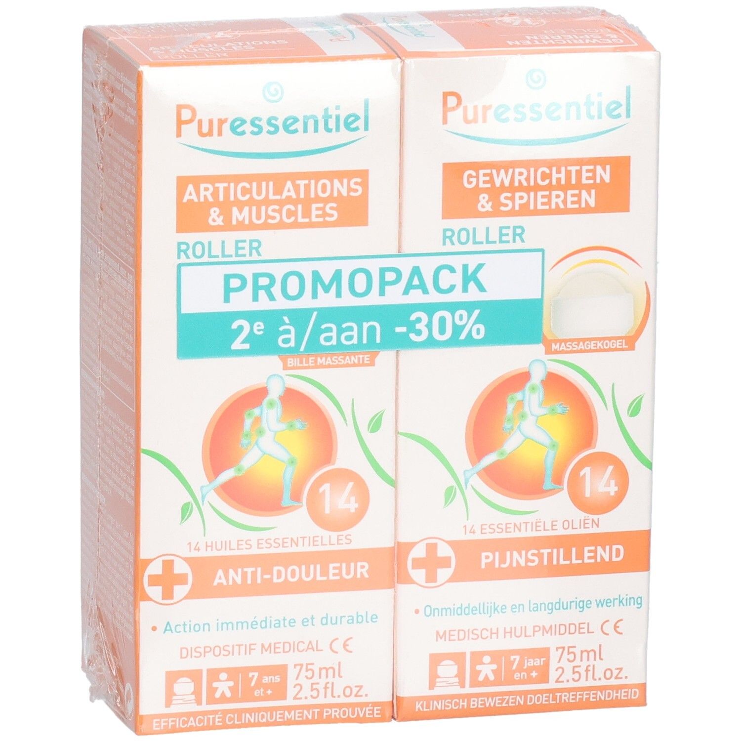 Puressentiel Promopack: 2 Roll-ons für Gelenke & Muskeln, 14 ätherische Öle, 75ml.