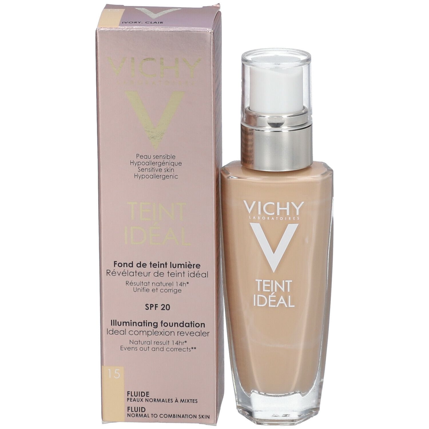 Vichy Teint Idéal Leuchtkraftaktivierendes Fluid Make-Up 15 Clair