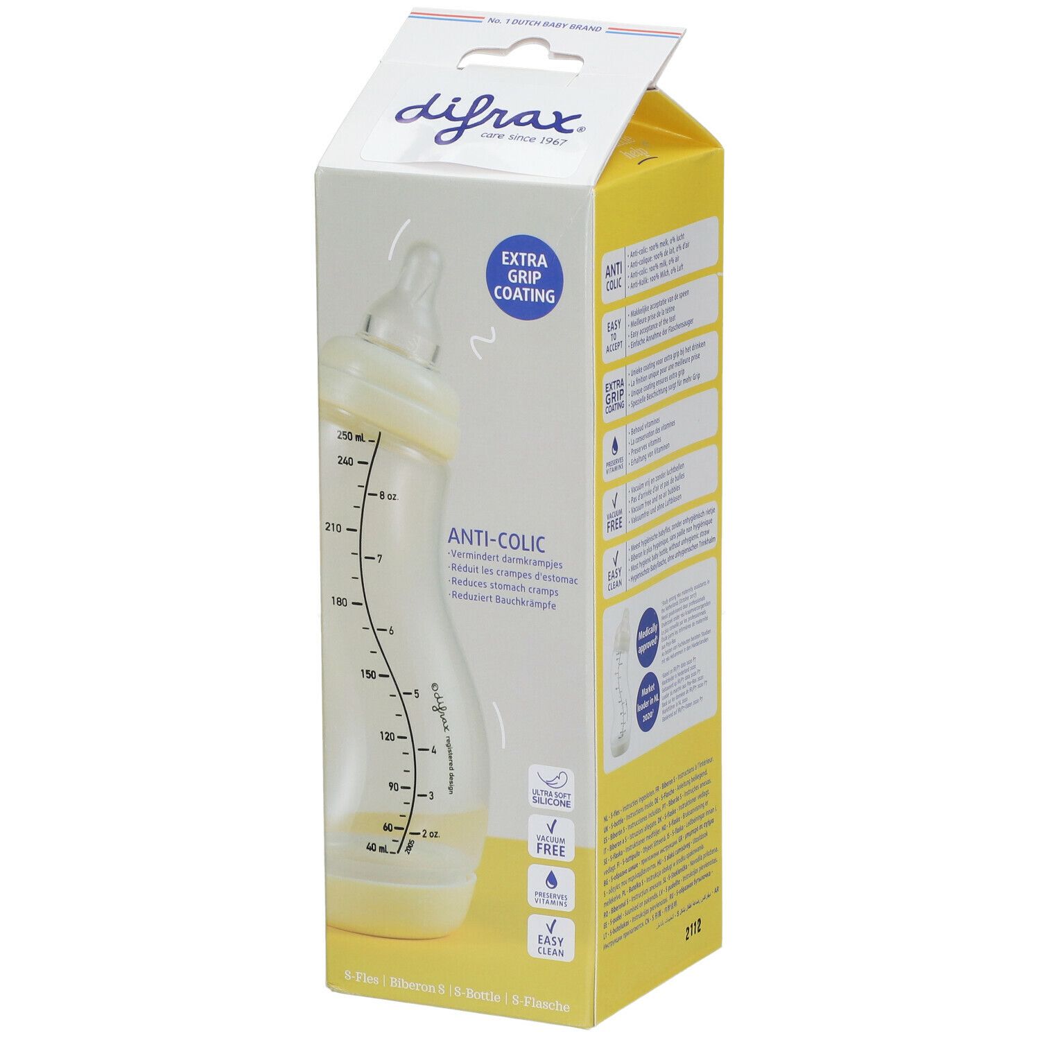 Difrax® Biberon S Natural 0+ mois 250 ml