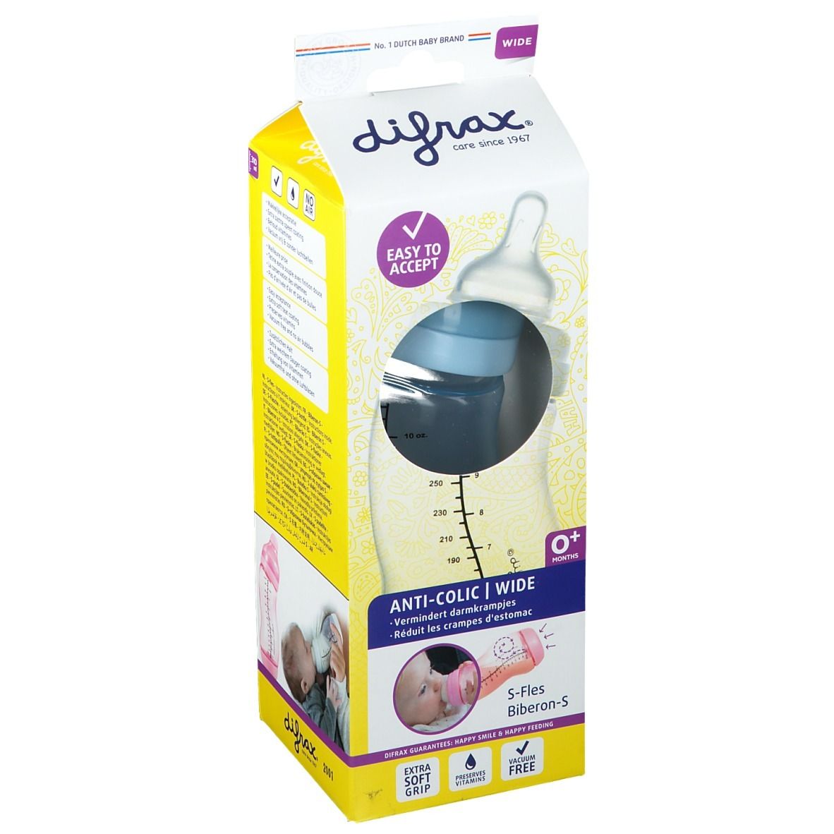 difrax® S-Babyflasche - Wide - Blau 310 ml +0m