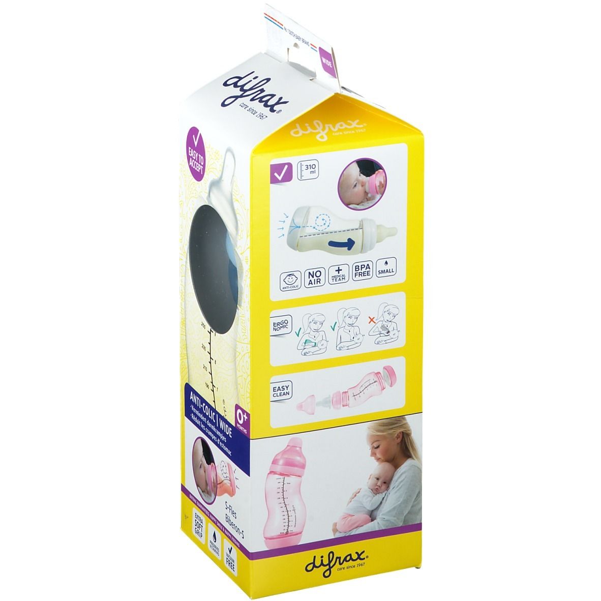 difrax® S-Babyflasche - Wide - Blau 310 ml +0m
