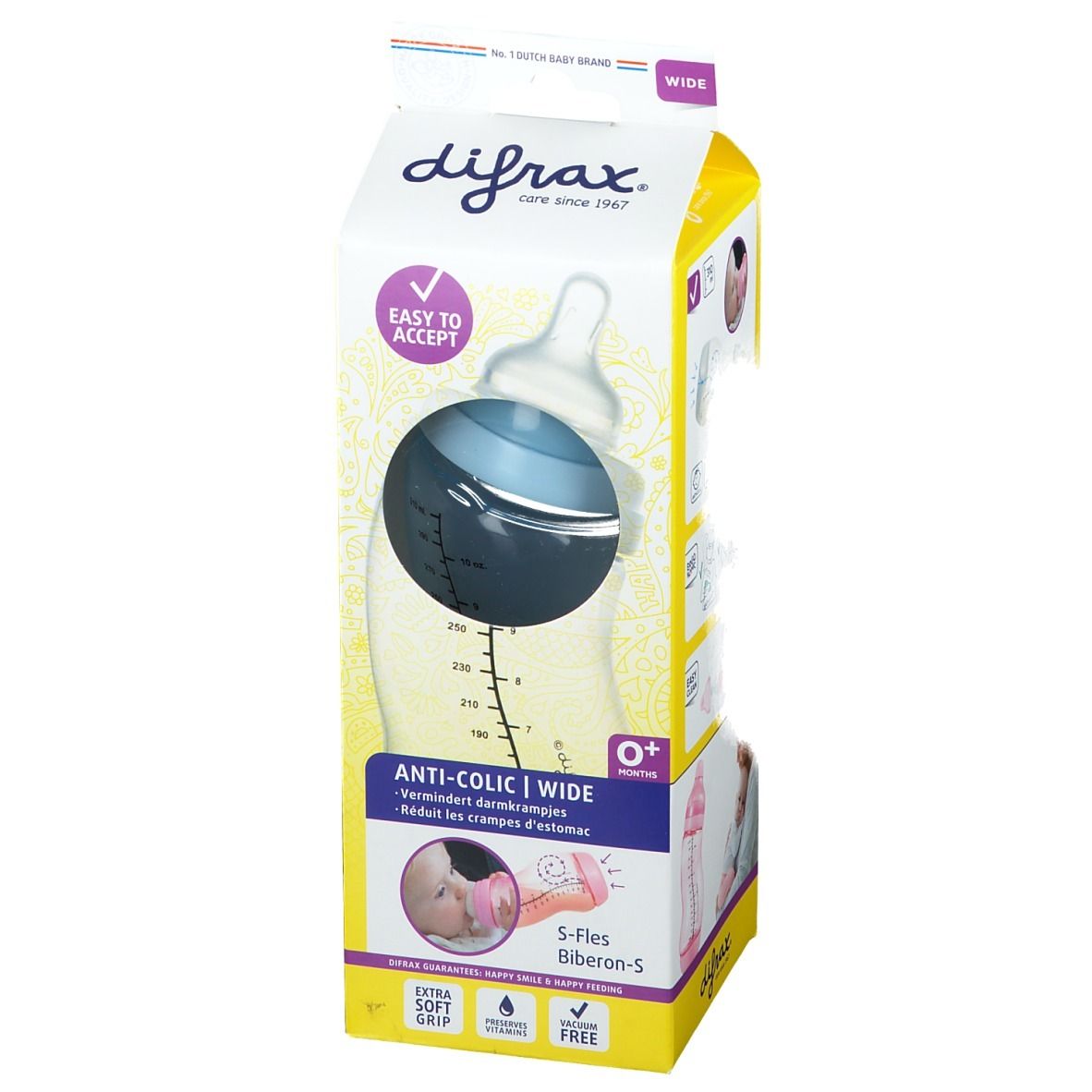 difrax® S-Babyflasche - Wide - Blau 310 ml +0m