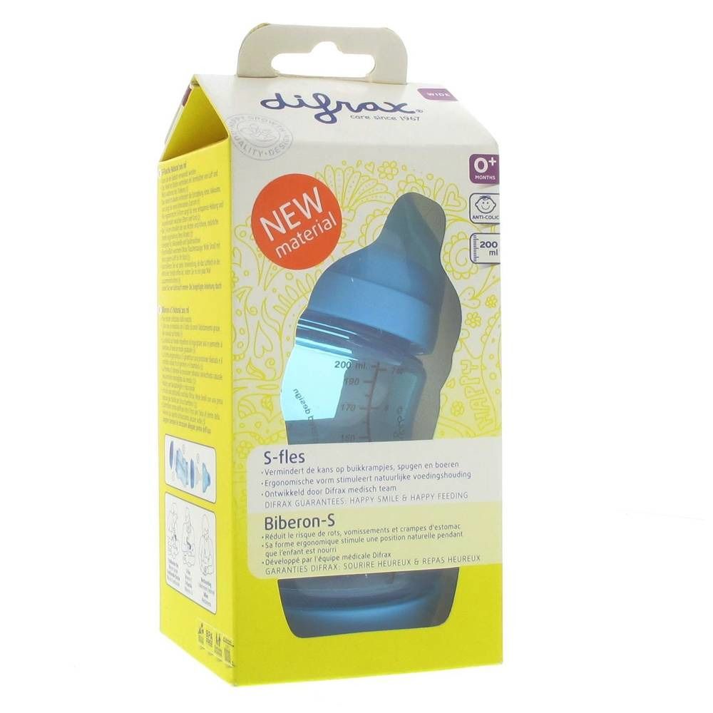 difrax® S-Babyflasche - Wide - Blau 200 ml +0m
