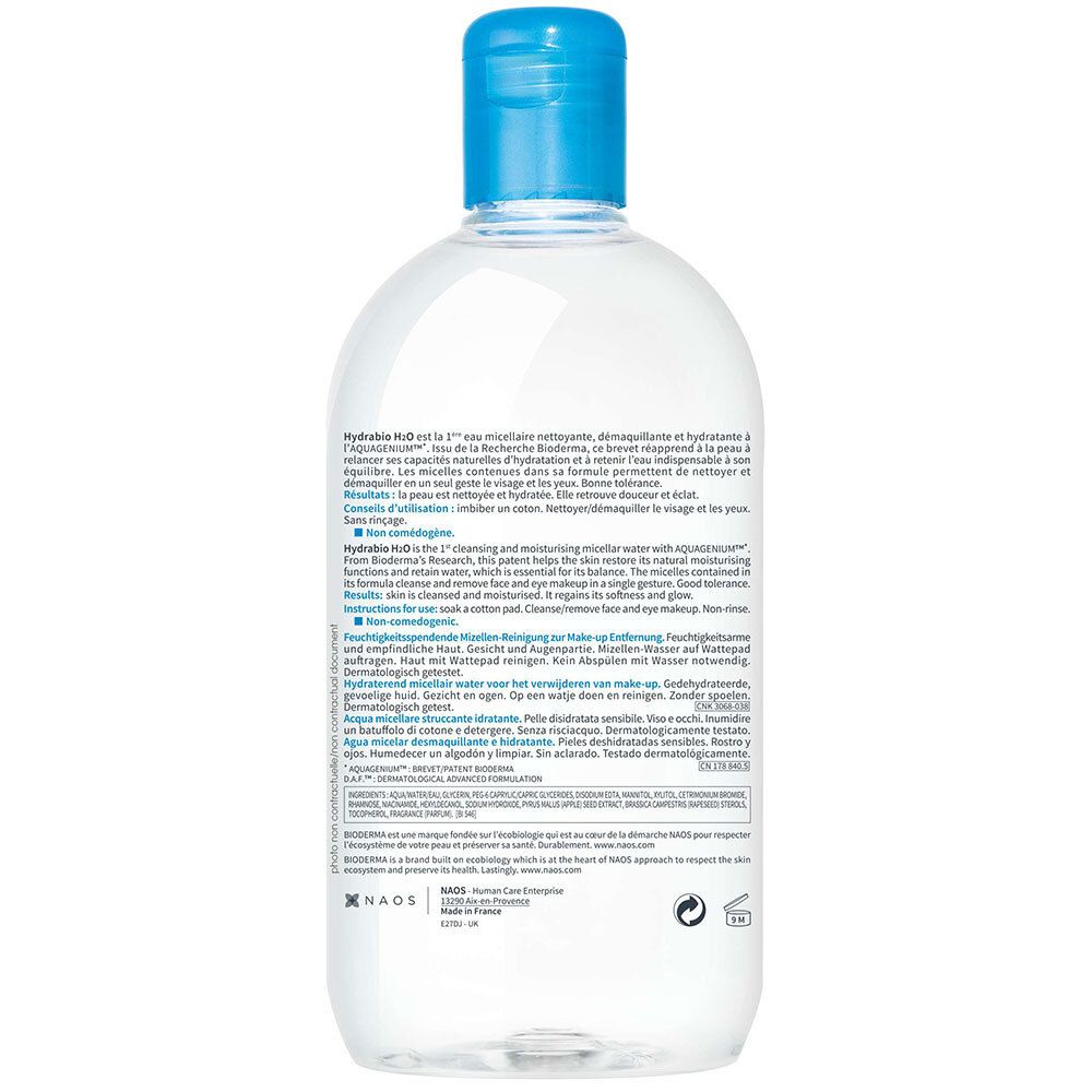 Bioderma Hydrabio H2O Eau Micellaire Démaquillante Nettoyante