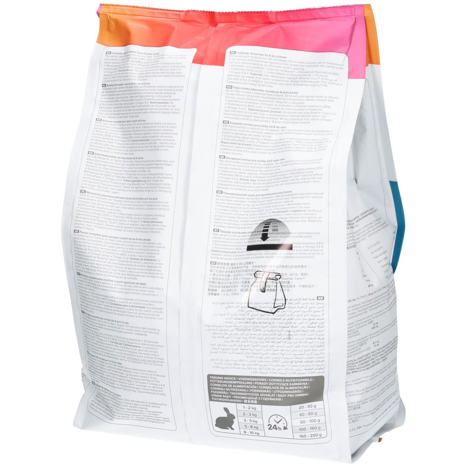 Hundefutter-Sack mit der Angabe 1,5 kg und detaillierten Informationen.