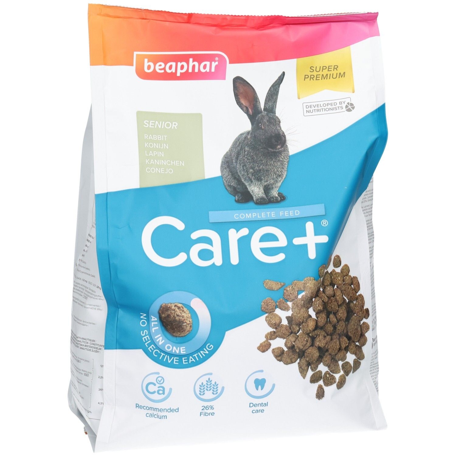 Hundefutter-Sack mit der Angabe 1,5 kg und detaillierten Informationen.