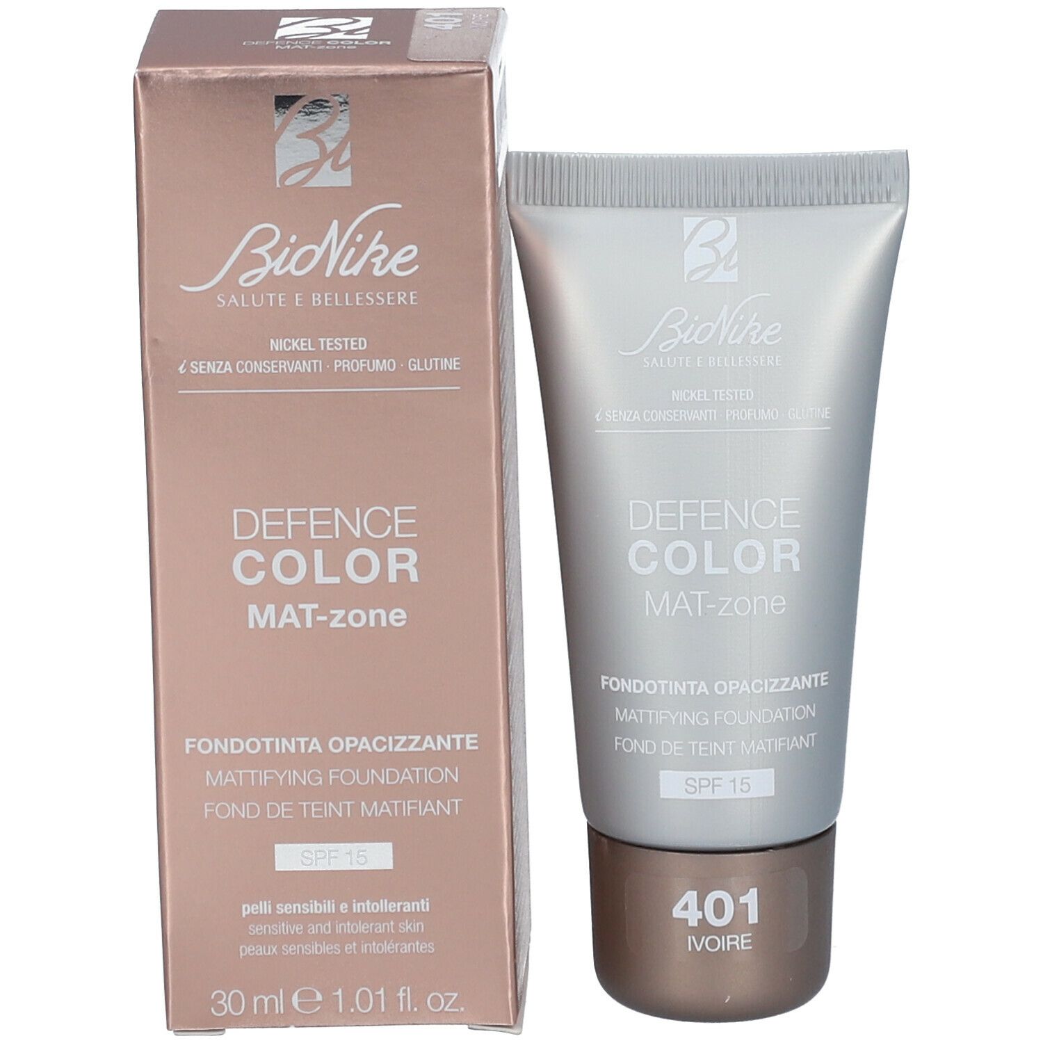 BioNike DEFENCE COLOR MAT-zone Fond de teint matifiant SPF15 401 Ivory