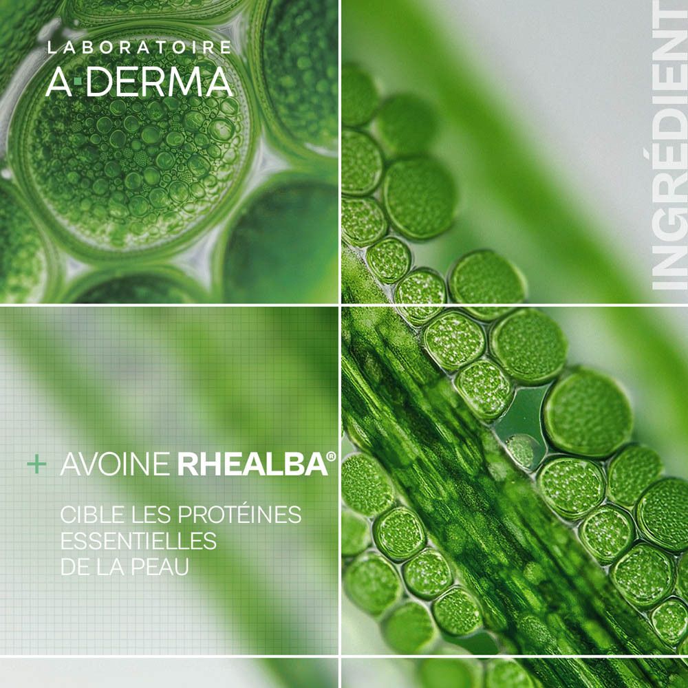 Stick à lèvres A-Derma, blanc, bande verte. Texte: Stick lèvres, Nourrit et apaise, 4g.