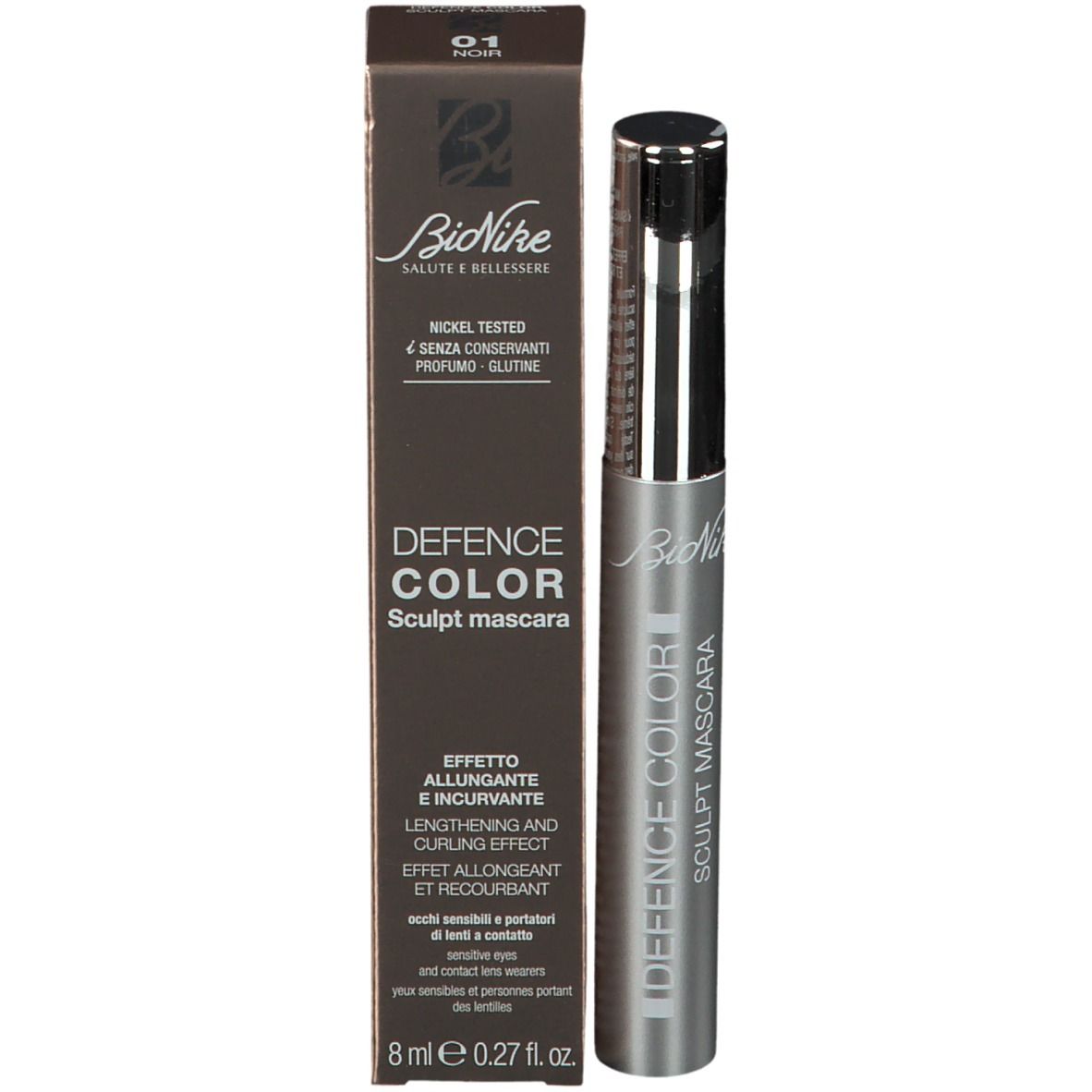 BioNike DEFENCE COLOR SCULPT MASCARA Effet allongeant et recourbant 01 Noir