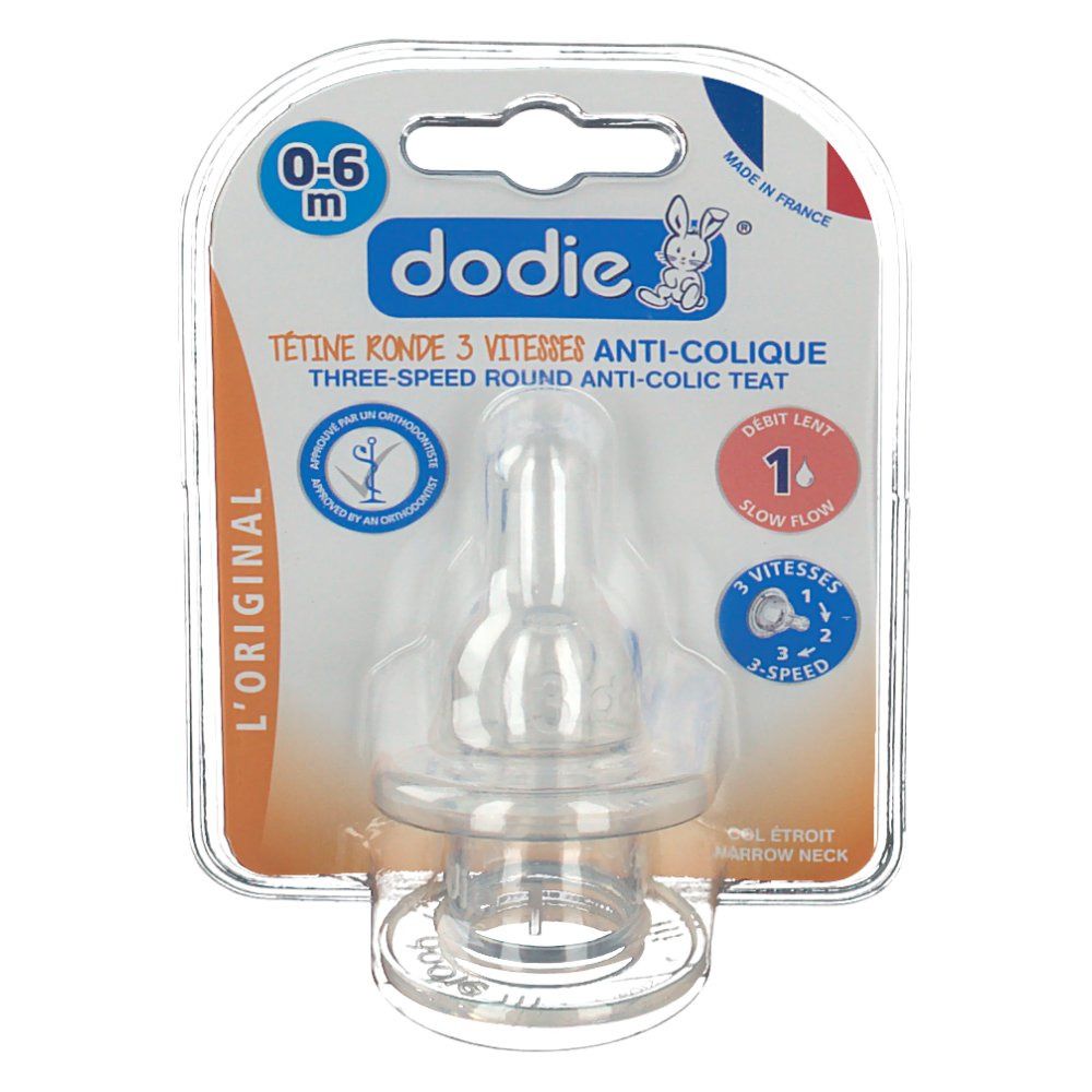 dodie® Tétine silicone ronde vitesse 3 Anti-colique