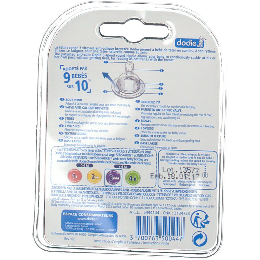 dodie® Evolution breiter Sauger ANTI-KOLIK Flow 1 ab 6 Monate