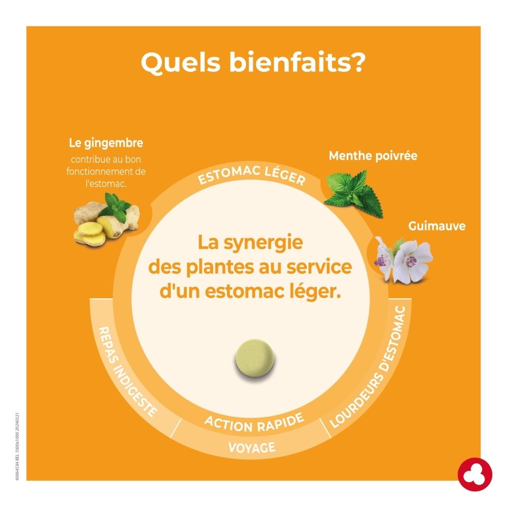 Boîte Ortis Minesium de 30 comprimés, avec image de gingembre.