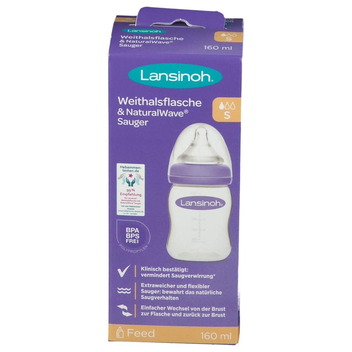 Lansinoh® mOmma® NaturalWave™ Babyflasche  160 ml mit Sauger langsamer Milchfluss
