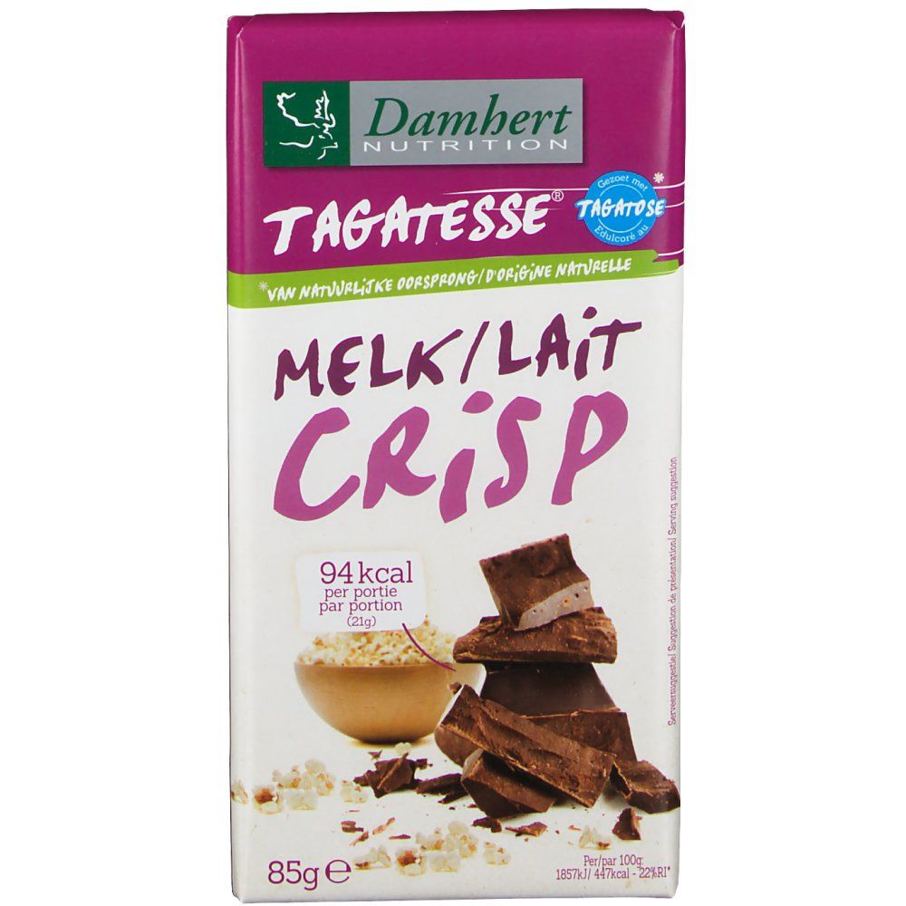 Damhert TAGATESSE® Milchschokolade mit Crispy 85 g - Redcare Apotheke