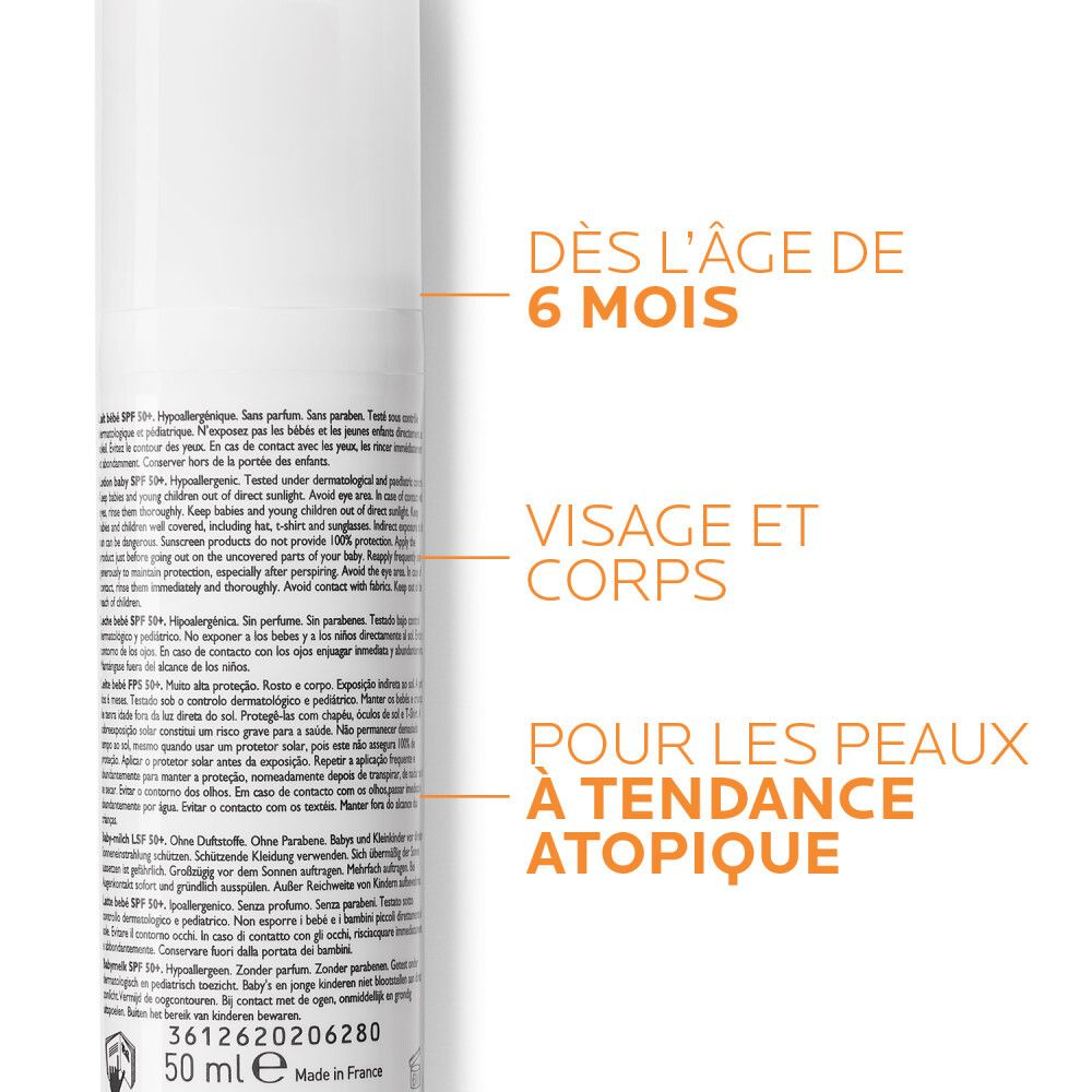 Anthelios Crème Solaire en Lait Bébé Dermo-Pediatrics SPF50+ Sans Parfum 50 ml