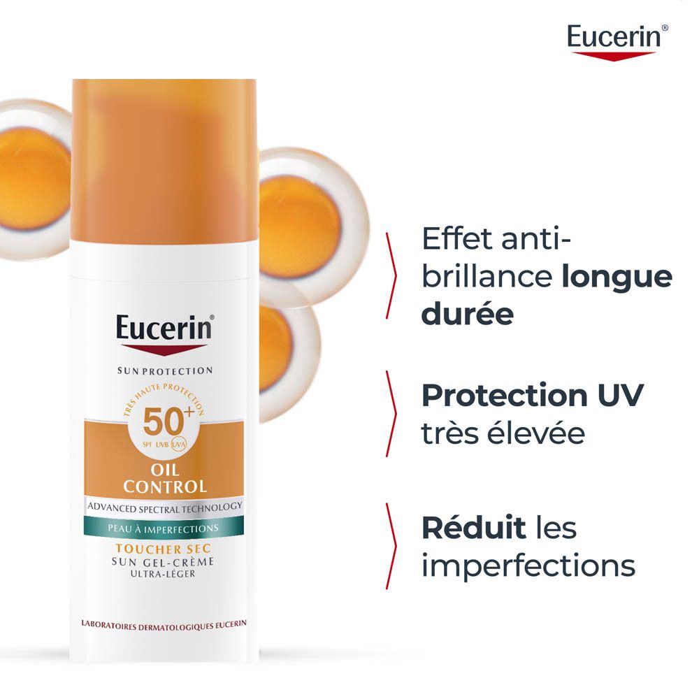Eucerin Sun Protection Oil Control LSF 50+ effet anti-brillance.