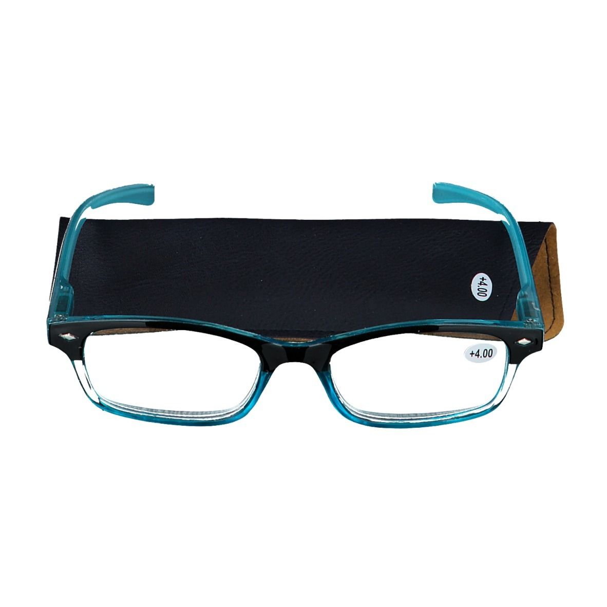 Pharma Glasses Lesebrille Rimless Blau +4.00