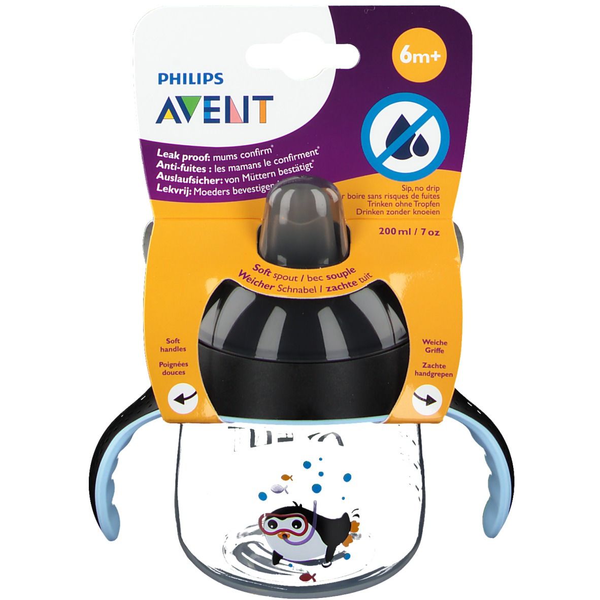 Philips® AVENT Becher mit Trinkschnabel schwarz +6m