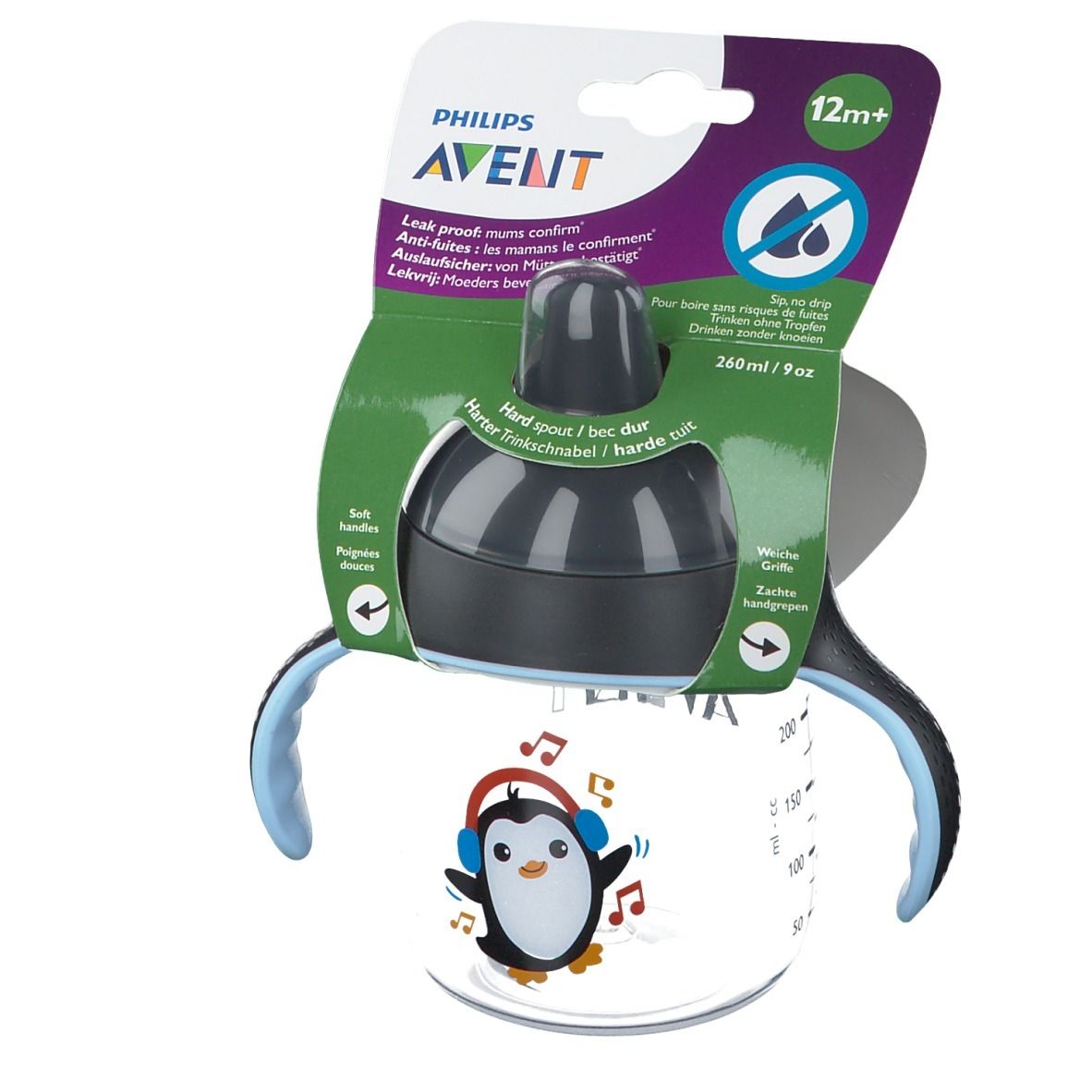 Philips® AVENT Becher mit Trinkschnabel schwarz +12m