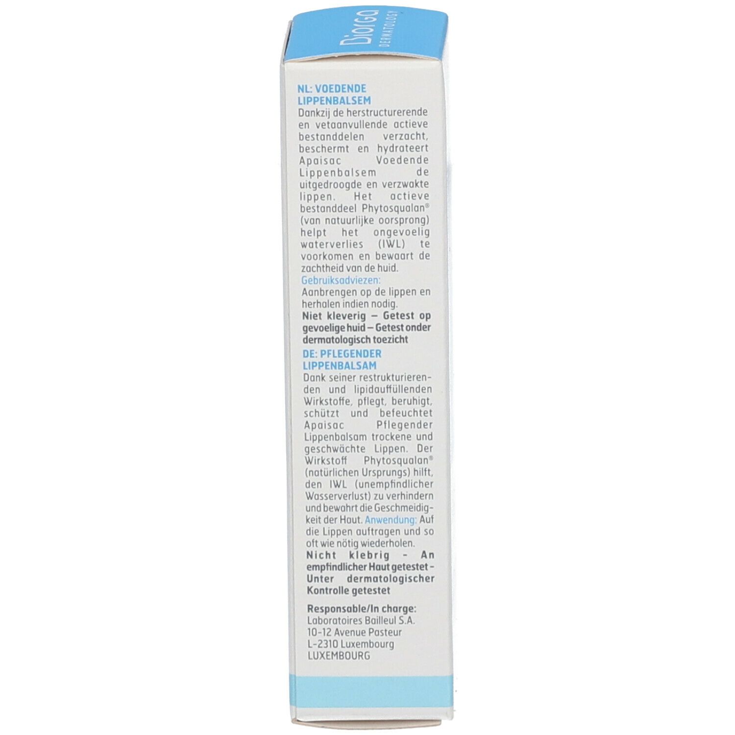 Rückseite der Produktverpackung. Text in mehreren Sprachen. Informationen zur Anwendung und Inhaltsstoffen. Marke: BIORGA.