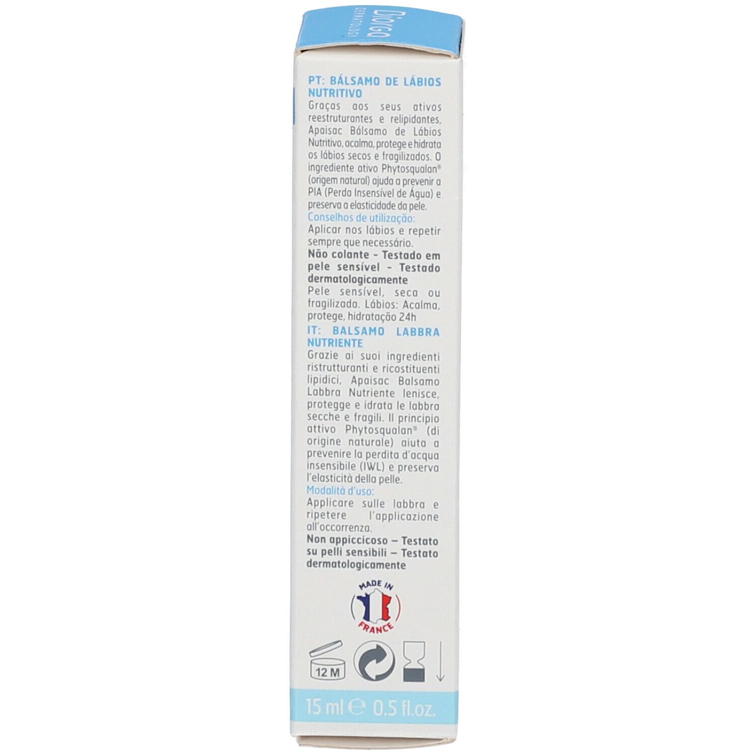 Rückseite der Produktverpackung. Text in mehreren Sprachen. Informationen zur Anwendung und Inhaltsstoffen. Marke: BIORGA.