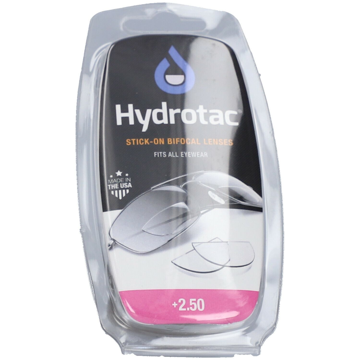 Hydrotac® Leselinsen für Sonnebrillen und Sicherheitsgläser + 2.50