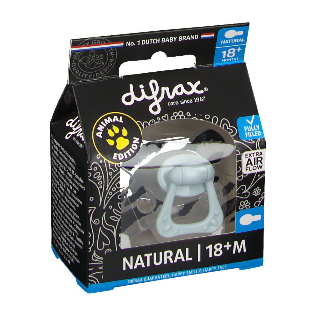 difrax® Schnuller - Natural - Animal Edition +18 Monate