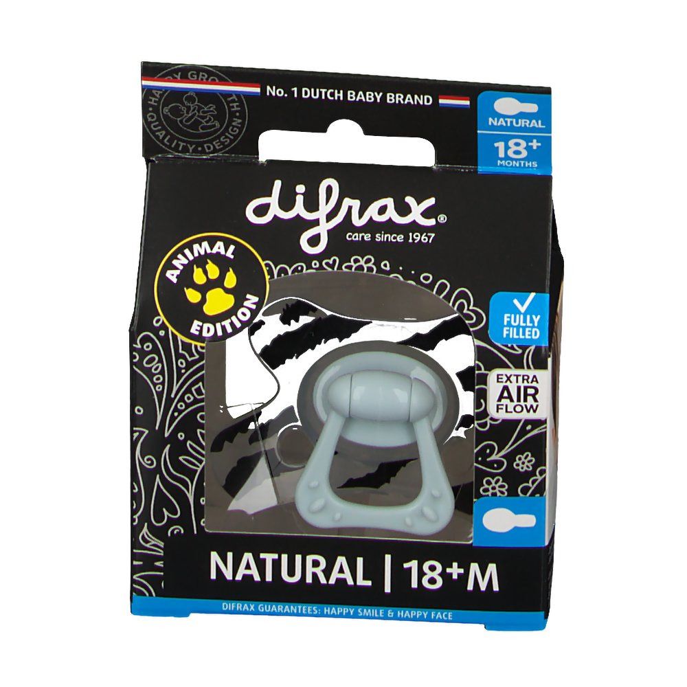 difrax® Schnuller - Natural - Animal Edition +18 Monate