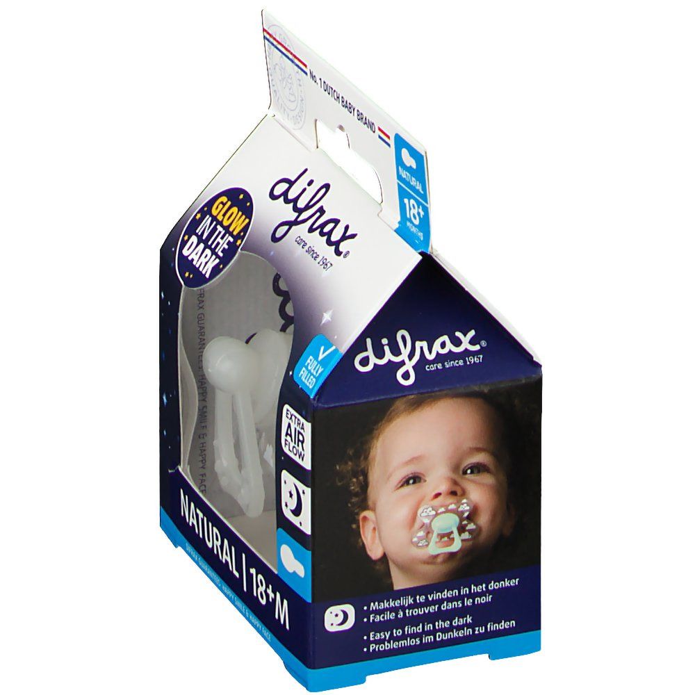 difrax® Schnuller - Natural - Glow in the Dark +18 Monate