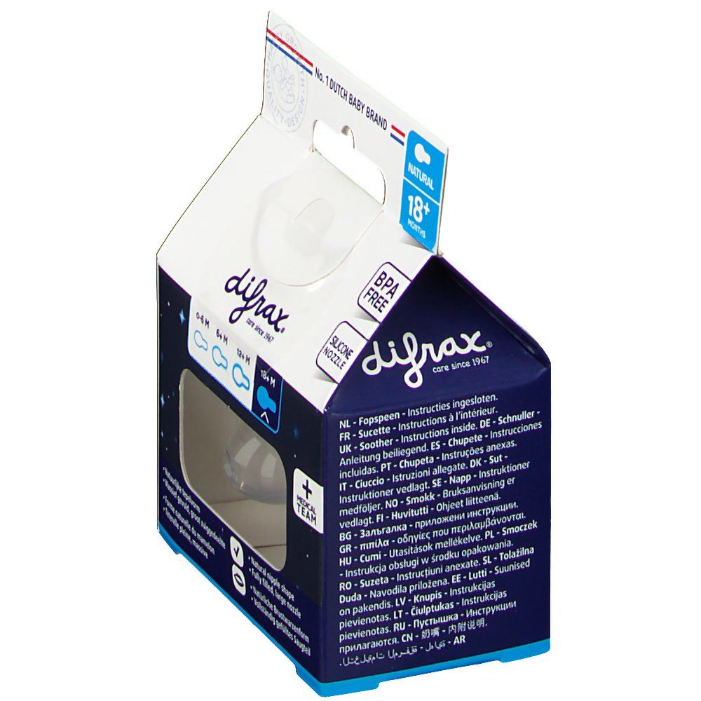 difrax® Schnuller - Natural - Glow in the Dark +18 Monate