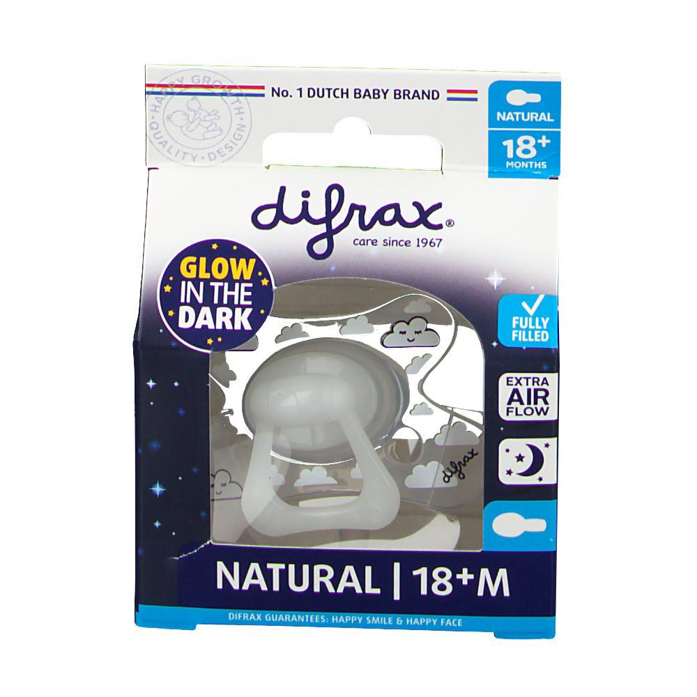 difrax® Schnuller - Natural - Glow in the Dark +18 Monate