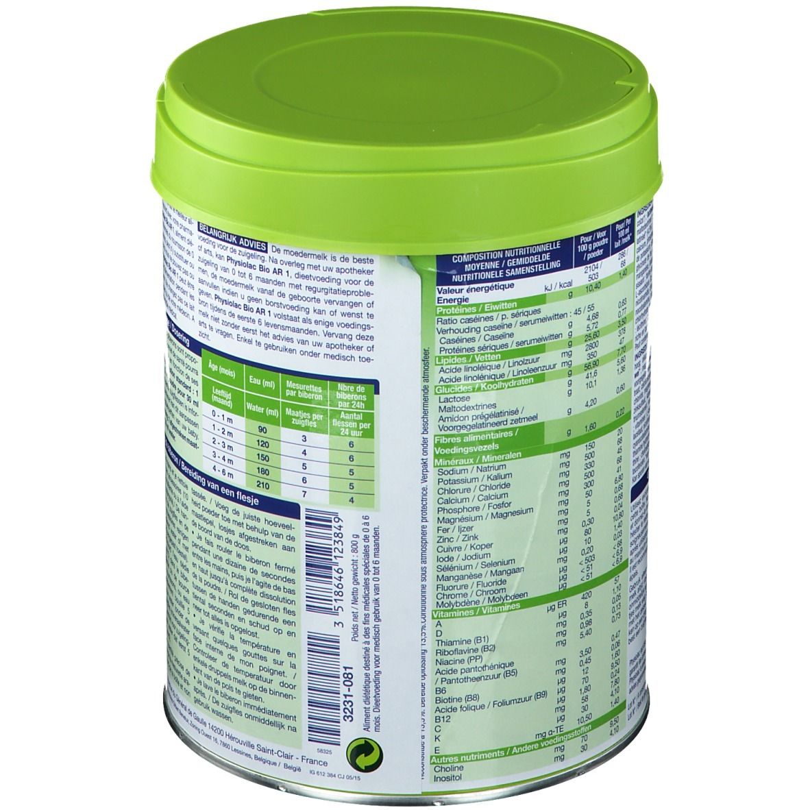 Physiolac AR Bio 1 Lait En Poudre