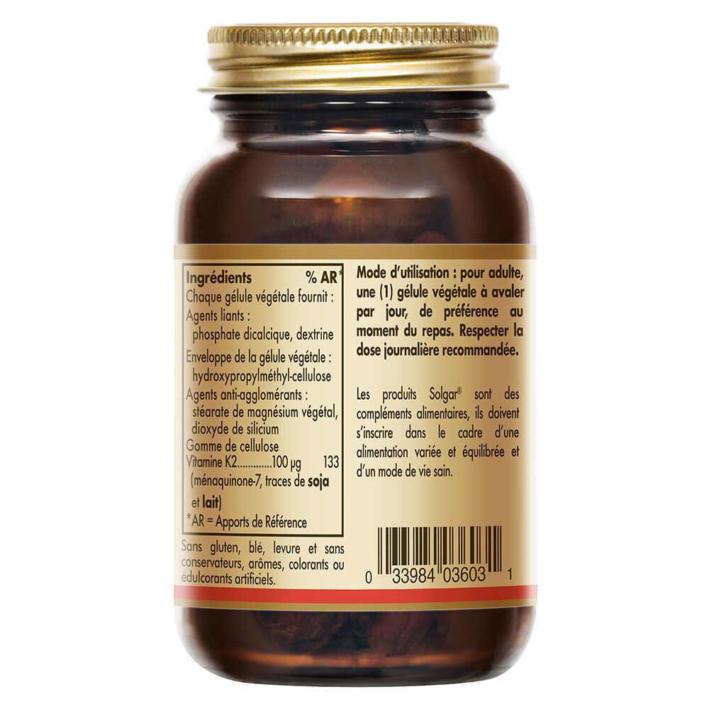 Rückseite der Flasche mit Inhaltsangaben. Enthält Informationen zu Inhaltsstoffen, Dosierung und Nährwerten.
