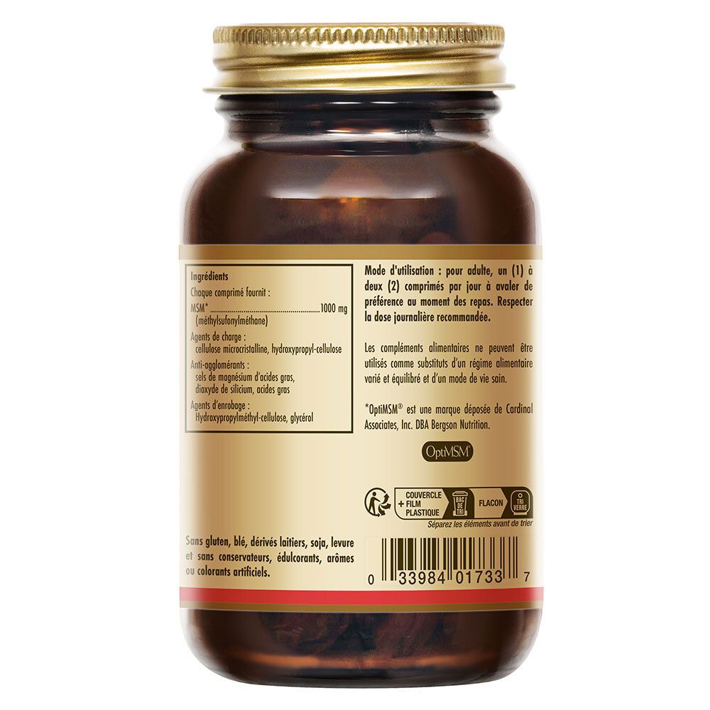 Rückseite der Flasche. Text mit Inhaltsstoffen, Dosierung, Warnhinweisen. Marke Solgar, KOF-K Zertifizierung.